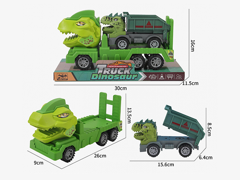 Friction Dinosaur Trailer With Slide Dinosaur Bucket