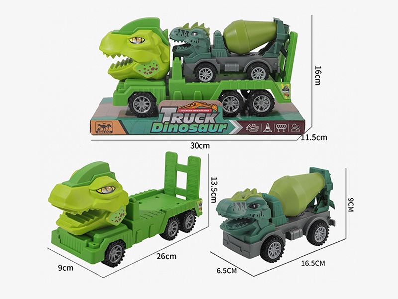 Friction Dinosaur Trailer With Slide Dinosaur Mixer Truck