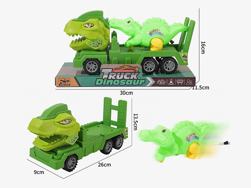 Friction Dinosaur Trailer With Pull String crocodile