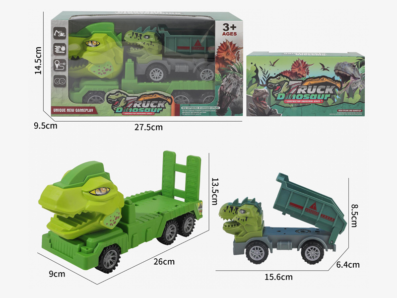 Friction Dinosaur Trailer With Slide Dinosaur Bucket