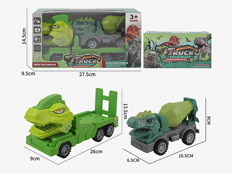 Friction Dinosaur Trailer With Slide Dinosaur Mixer Truck