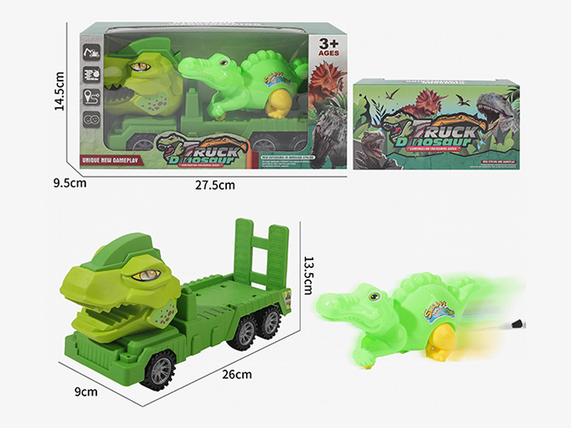 Friction Dinosaur Trailer With Pull String crocodile