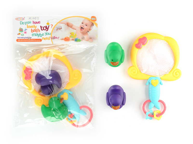 2 Discolored Ducks+Fish Fishing Toy