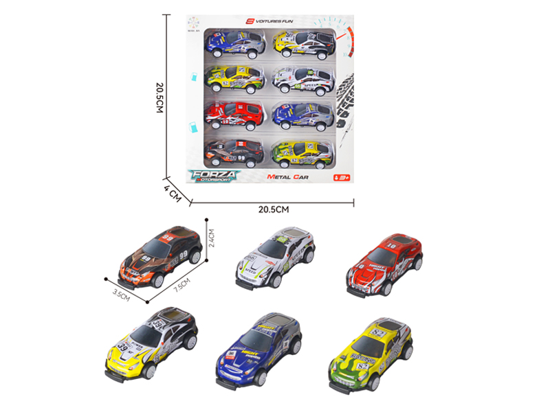 8Pcs 1:60 Pull Back Bounce Tipping Light Alloy Racing Car