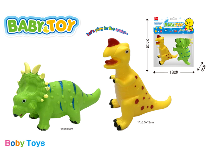 Vinyl Dinosaur Triceratops Parasaurus Toy Set