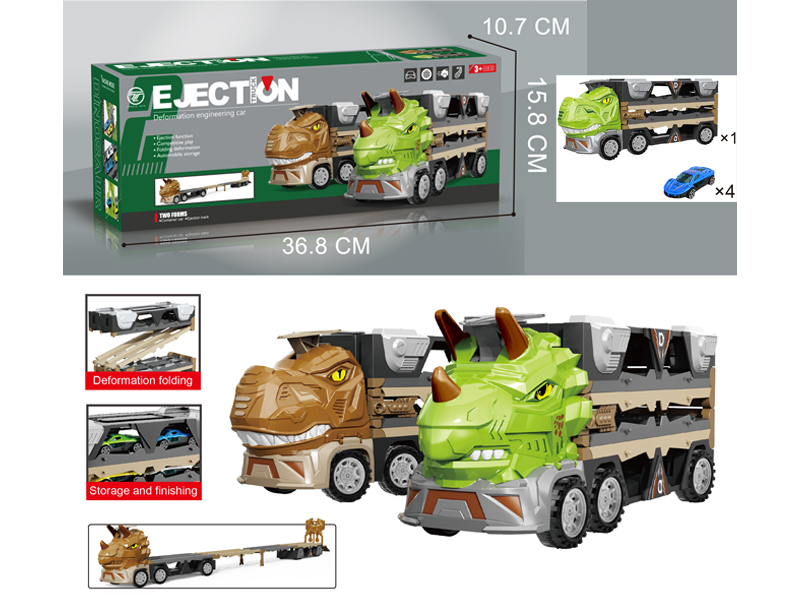 Tyrannosaurus Rex Ejects Railroad Speeder+4 Alloy Cars