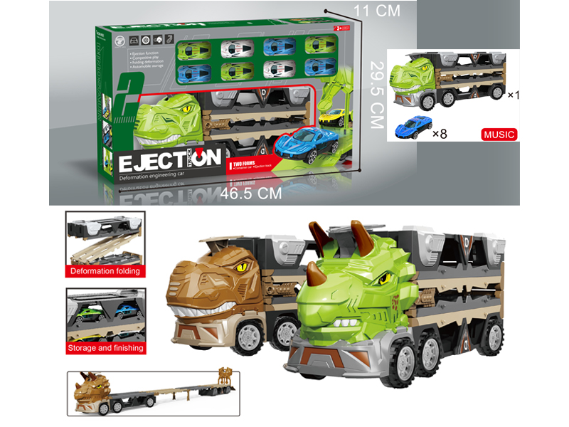 Tyrannosaurus Rex Ejects Railroad Speeder With Music+8 Alloy Cars