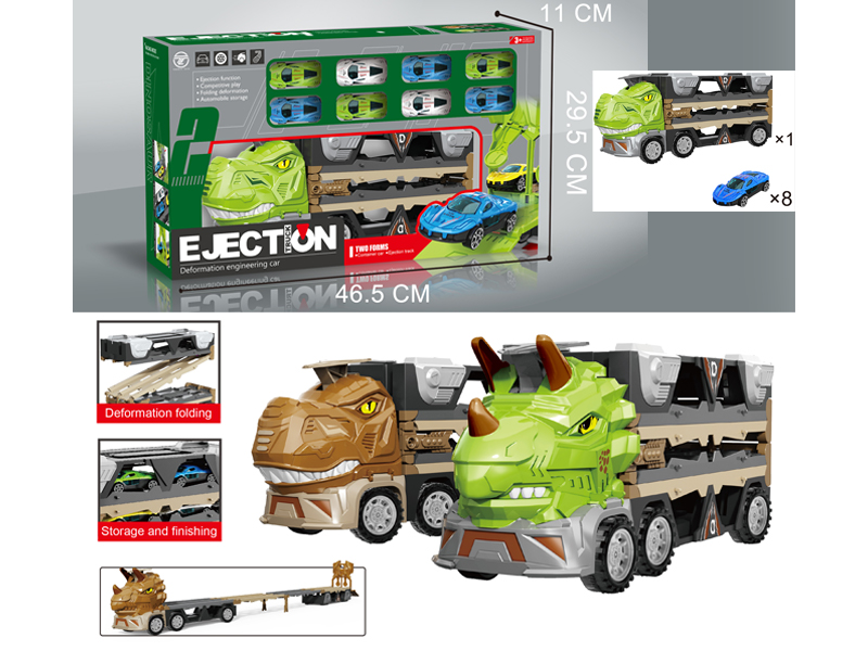 Tyrannosaurus Rex Ejects Railroad Speeder+8 Alloy Cars