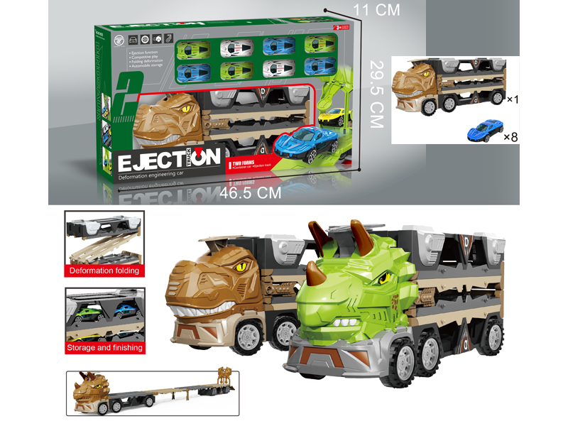 Tyrannosaurus Rex Ejects Railroad Speeder+8 Alloy Cars