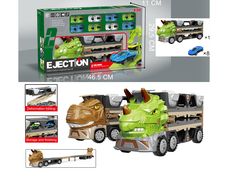Triceratops Ejects Railroad Speeder+8 Alloy Cars