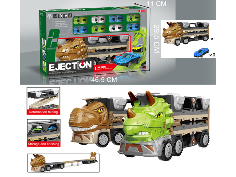 Triceratops Ejects Railroad Speeder+8 Alloy Cars