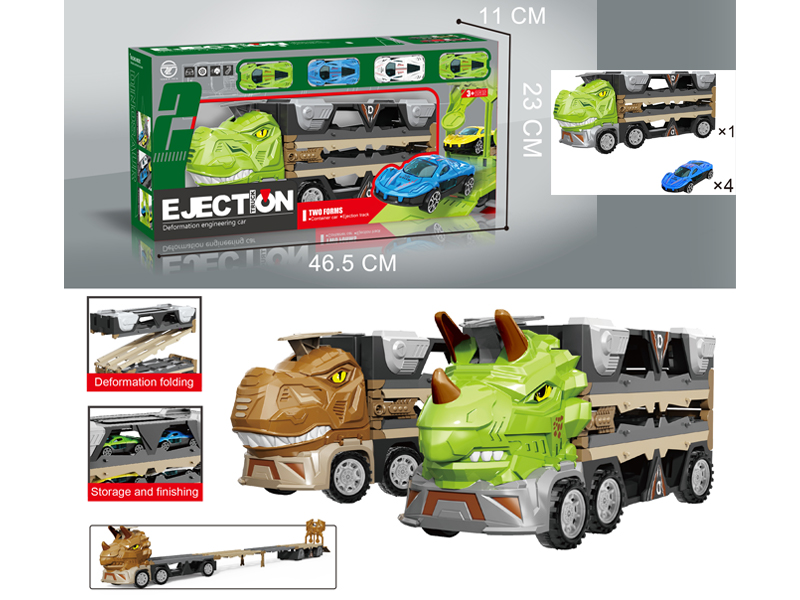 Tyrannosaurus Rex Ejects Railroad Speeder+4 Alloy Cars
