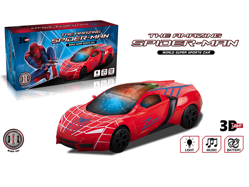 B/O Go And Bump Spider-Man Lykon Sports Car With 3D Lights And Music