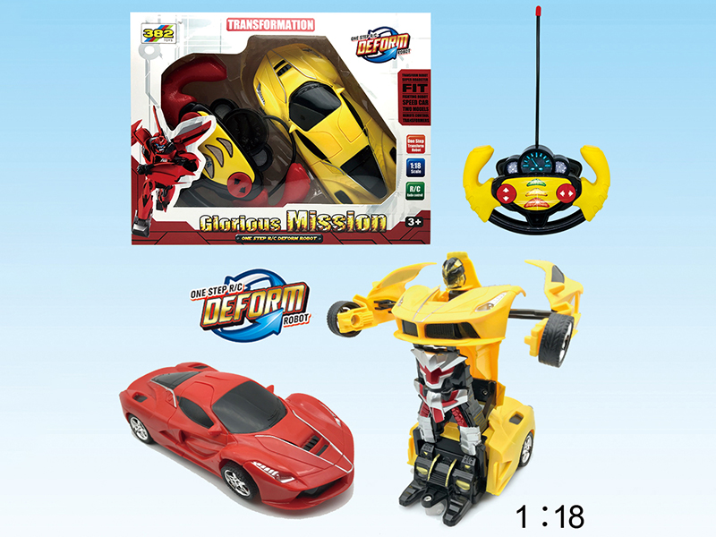 5 Channel Remote Control One-Key Transformation Car With Light And Music(Ferrari)