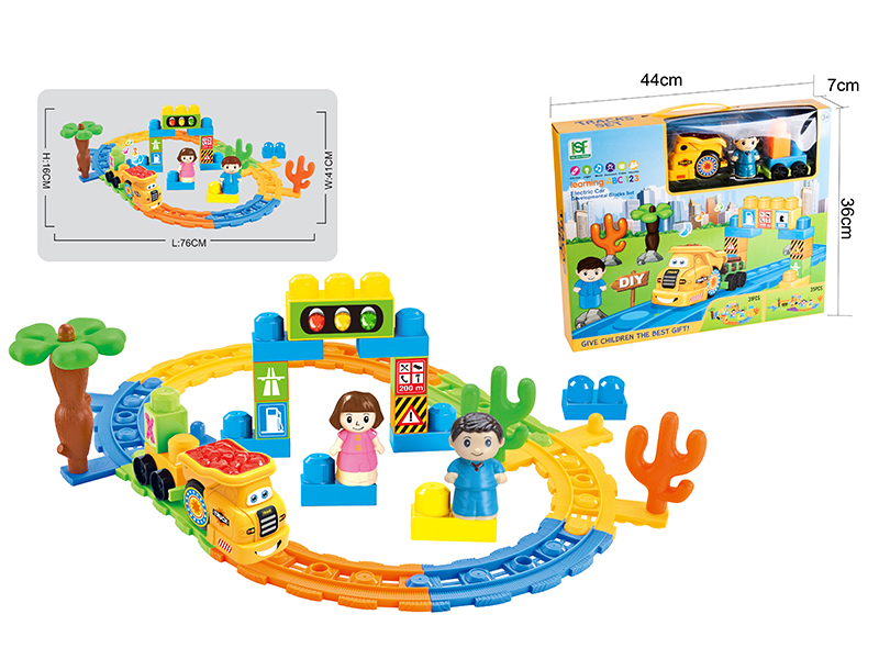 Electric Car Tracks Building Blocks Set
