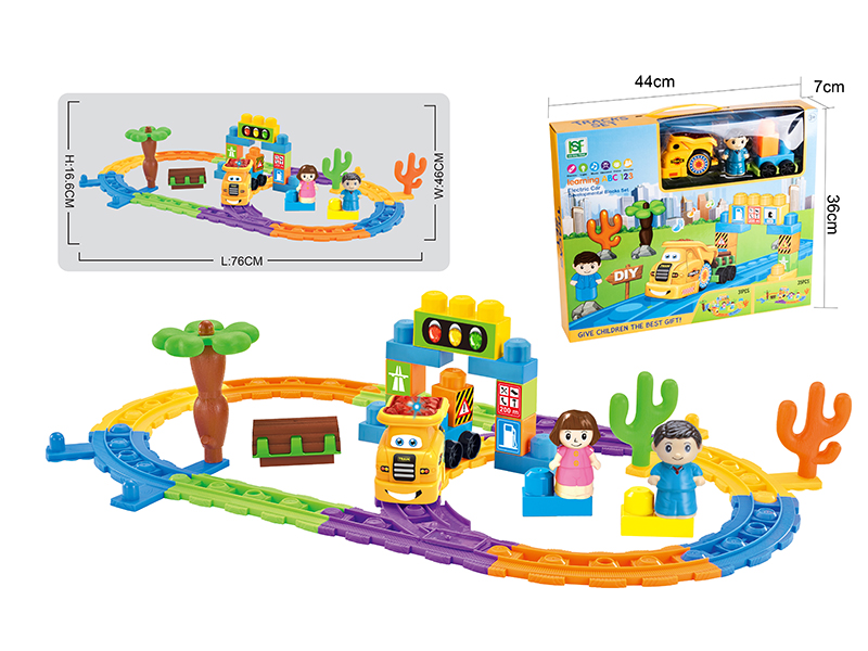Electric Car Tracks Building Blocks Set