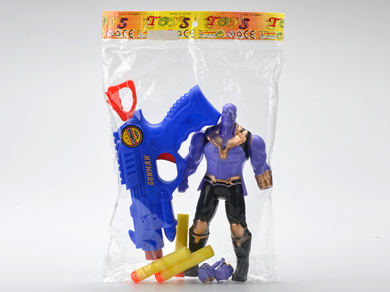 Thanos Action Figure Toy With Colorful Lights + Soft Bullet Gun