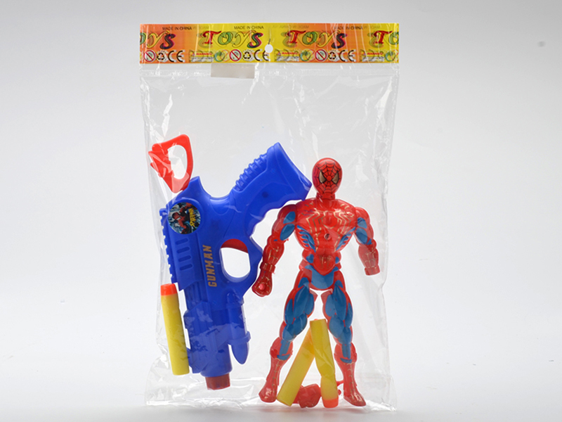 Red Spider-Man With Colorful Lights + Soft Bullet Gun