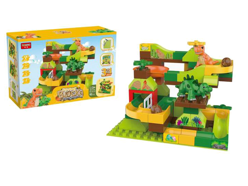 Dinosaur Rolling Ball Track Building Blocks 92pcs
