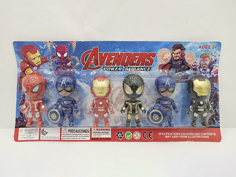 Cartoon Spider-Man,Captain America,Iron Man 6pcs