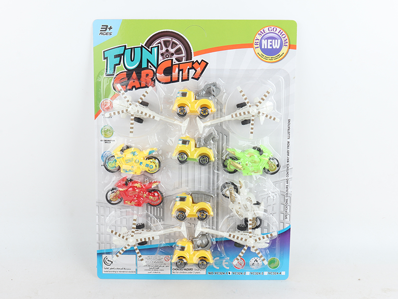 4 Slide Engineering Truck + 4 Slide Helicopter + 4 Slide Motorcycle