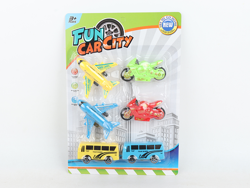 2 Slide Cartoon Airplanes + 2 Slide Motorcycles + 2 Slide Bus