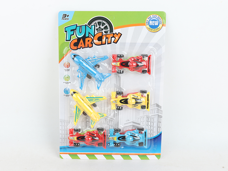 2 Slide Cartoon Airplanes + 4 Slide Racing Cars