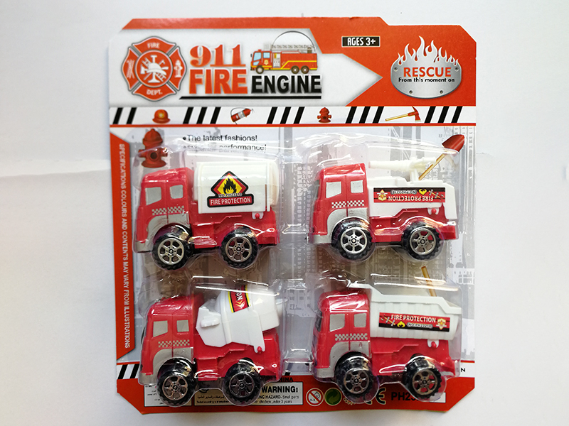Pull Back Fire Engine 4pcs