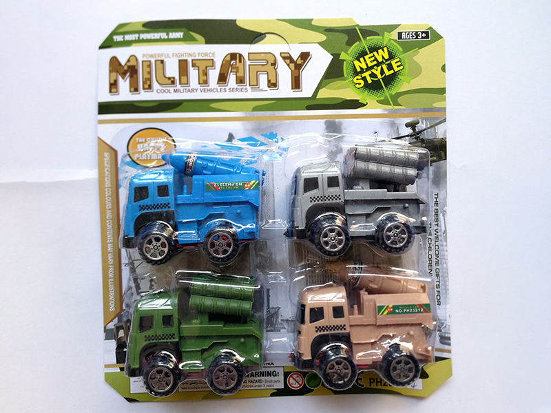 Pull Back Military Trucks 4pcs