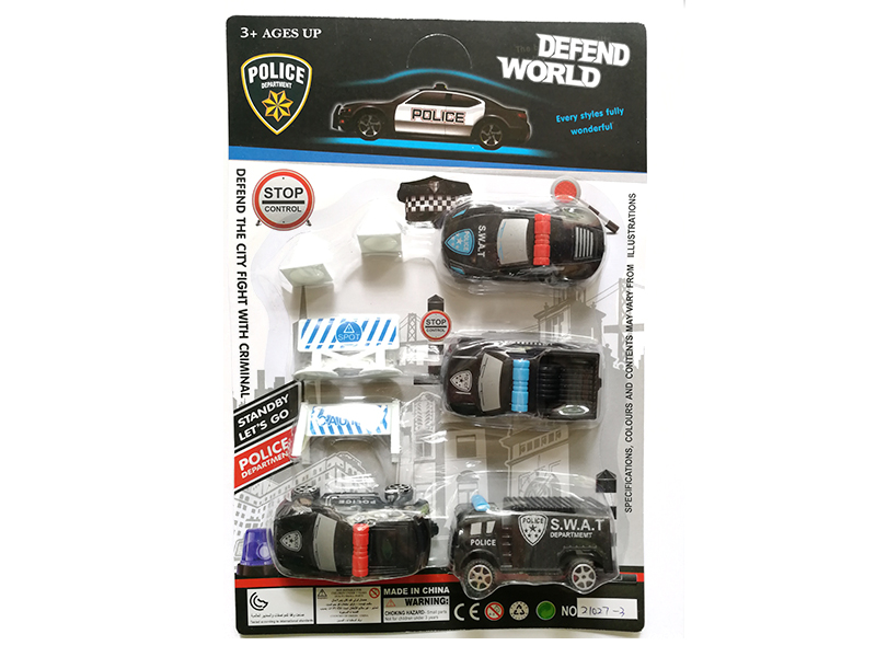 4 Slide Black Police Cars With Guidepost