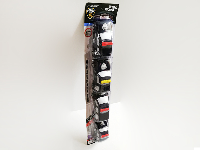 Pull Back Black Police Cars 4pcs