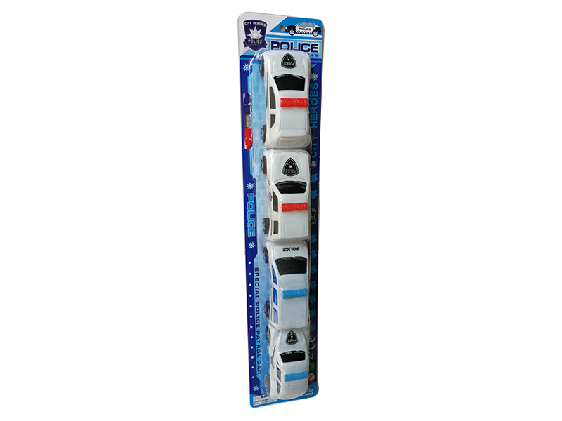 4pcs Pull Back White Police Cars