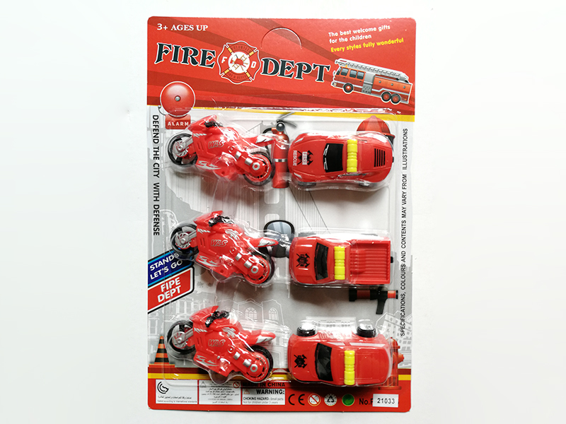 3pcs Slide Red Motorcycle + 3pcs Slide Fire Engine