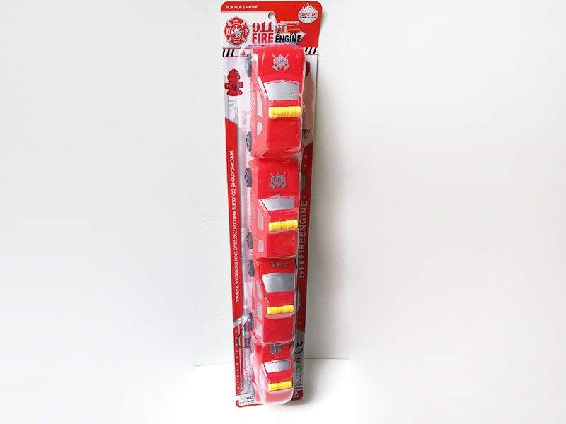 4pcs Pull Back Red Fire Engine