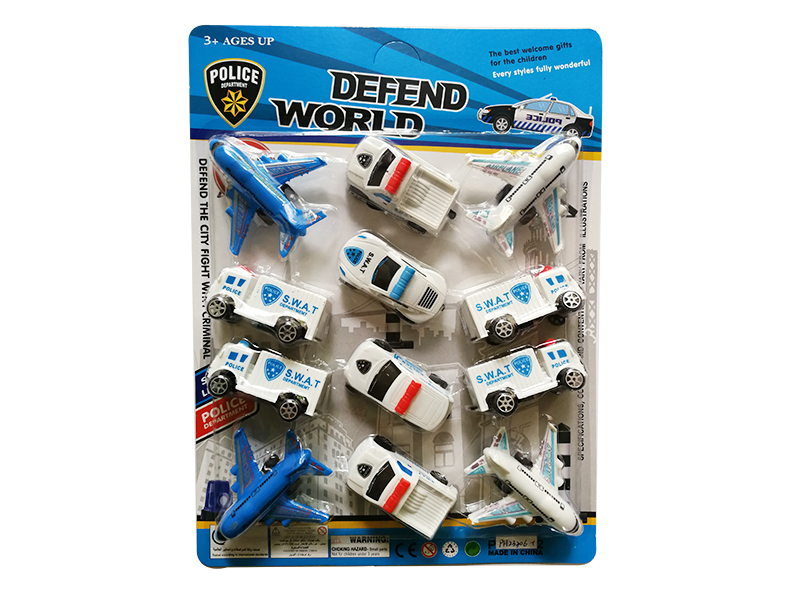 4 Slide Airplanes + 8 Slide White Police Cars
