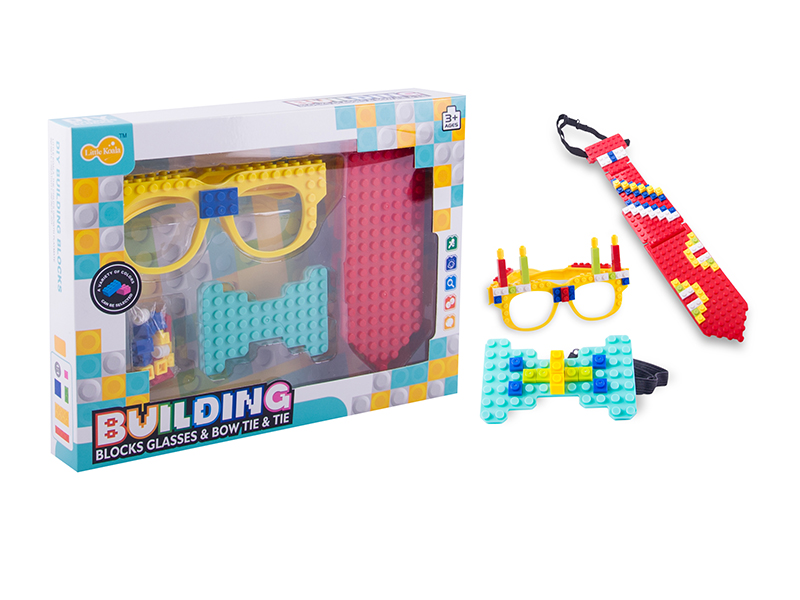 DIY Building Block Glasses & Bow Tie & Tie + Small Particles Building Block 18PCS