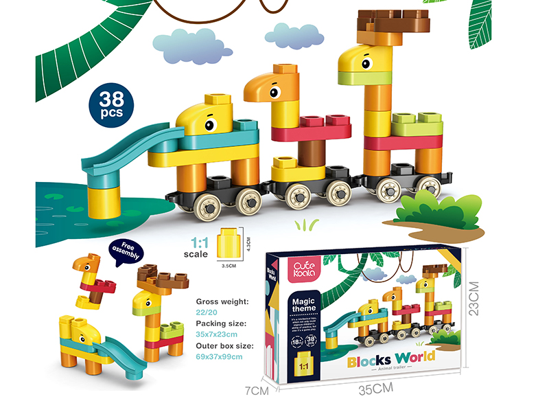DIY Animal Trailer Large Particle Building Blocks (38PCS)