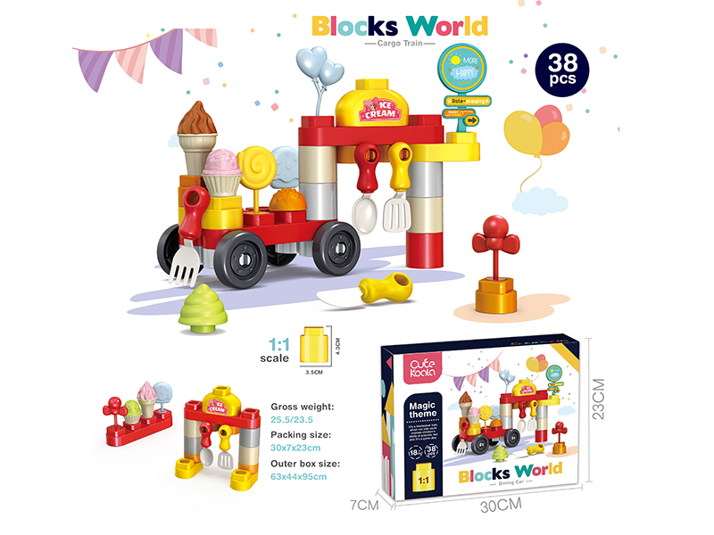 DIY Ice Cream Delivery Station Large Particle Building Blocks (38PCS)