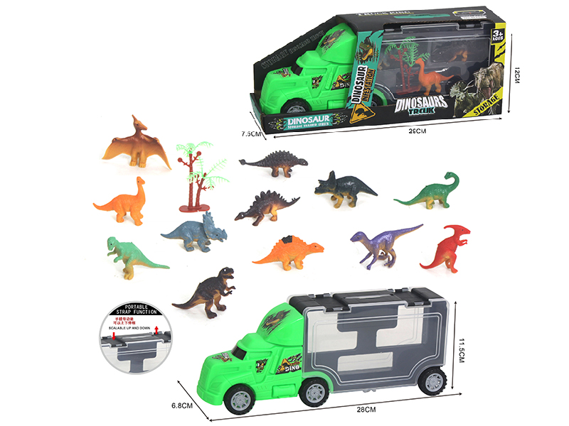Slide Storage Truck With 3 Dinosaurs