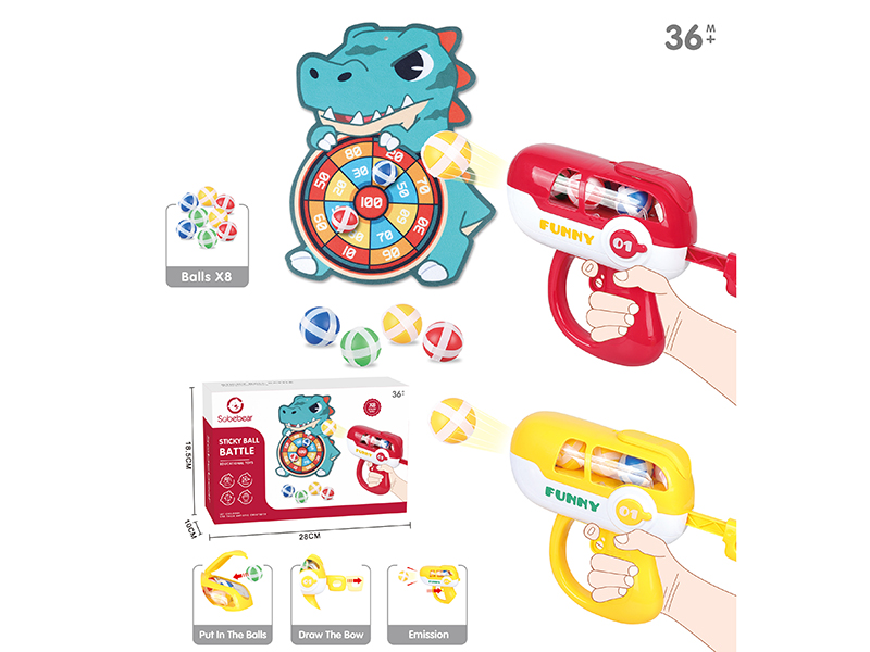 Dinosaur Velcro Dartboard Sticky Balls Gun Set