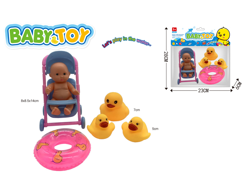 6PCS Doll Duck Swimming Circle Baby Stroller