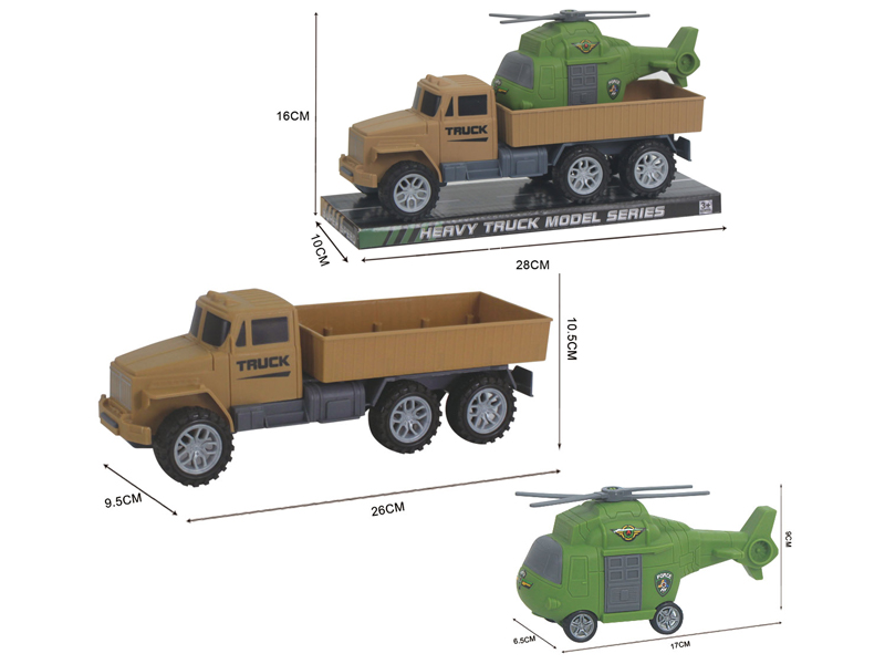 Friction Military Vehicle With Helicopter
