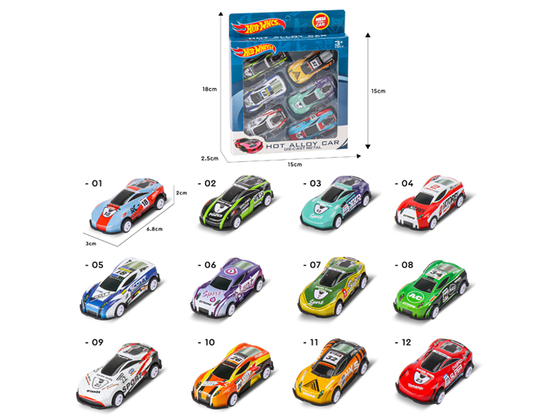 6PCS Pull Back Iron Sheet Car