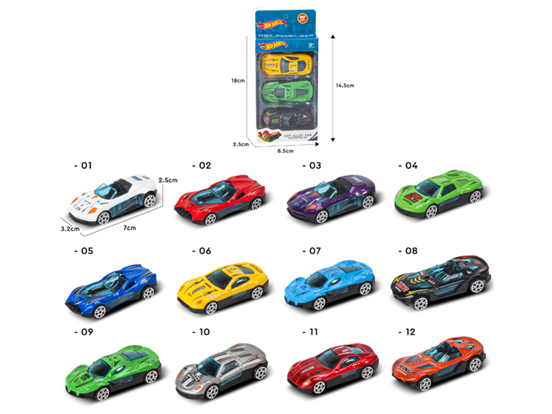 3PCS Slide Alloy Car