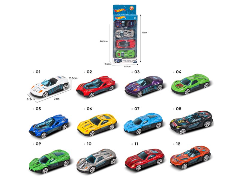 4PCS Slide Alloy Car