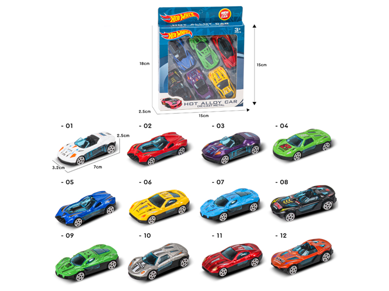 6PCS Slide Alloy Car