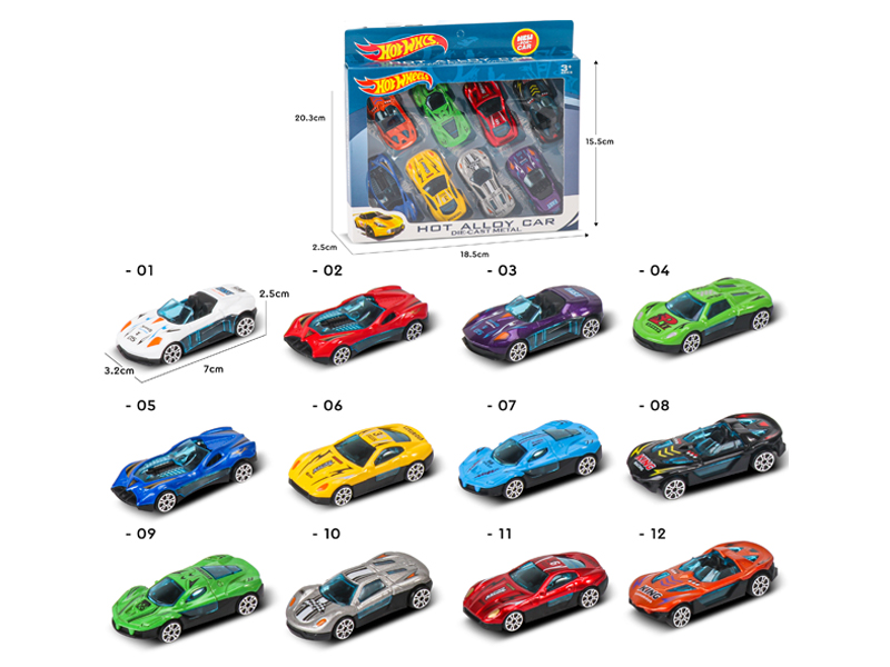 8PCS Slide Alloy Car