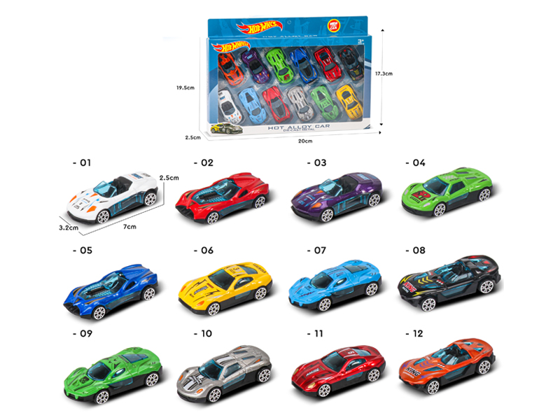 12PCS Slide Alloy Car