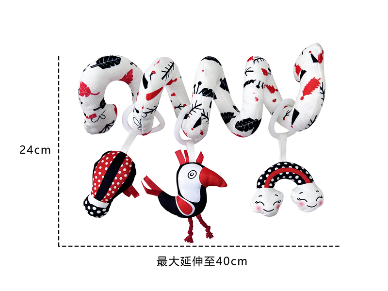 Black White Baby Crib Stroller Activity Spiral Plush Hanging Toy