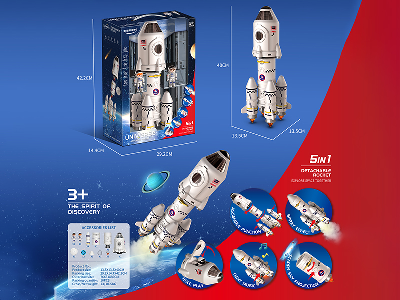 Universe Assemble Rocket(Lights And Music,Projection,Spray Effect)